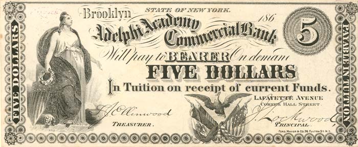 Adelphia Academy Commercial Bank - NY-450-5 - College Currency